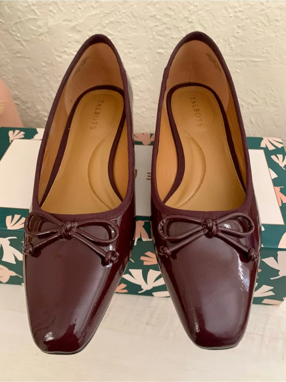 Talbots Rich Burgundy Vanessa Patent Low Block Heel